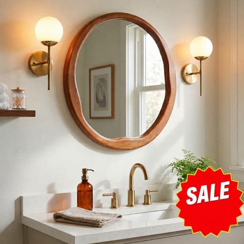 Walnut mid century mirror - 24",