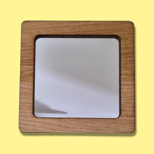 Wood framed square mirror - framed,,