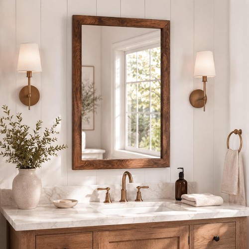 24x36 walnut brown - brown, mirror