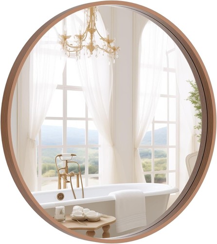 Pine bordered round mirror - bordered,