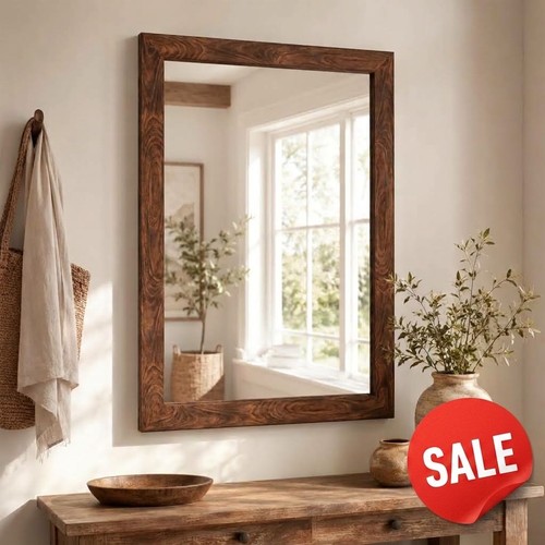 24x36 walnut bathroom mirror - bathroom,