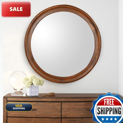 Wiowur round wood mirror - wood,