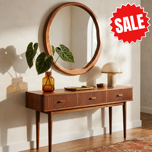 Walnut mid century mirror - walnut, mid-century