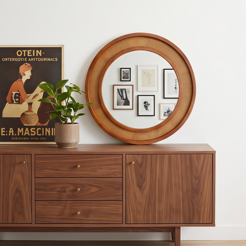 Round rattan wall - rattan,