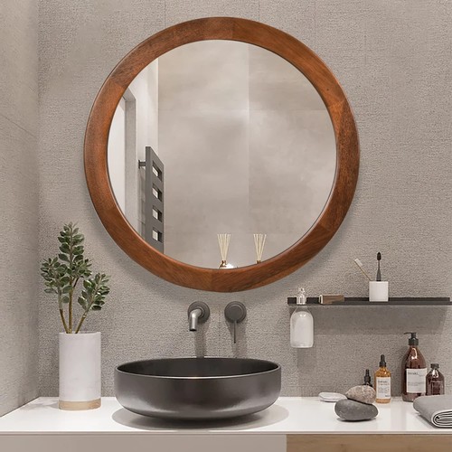 Round wood mirror - round,