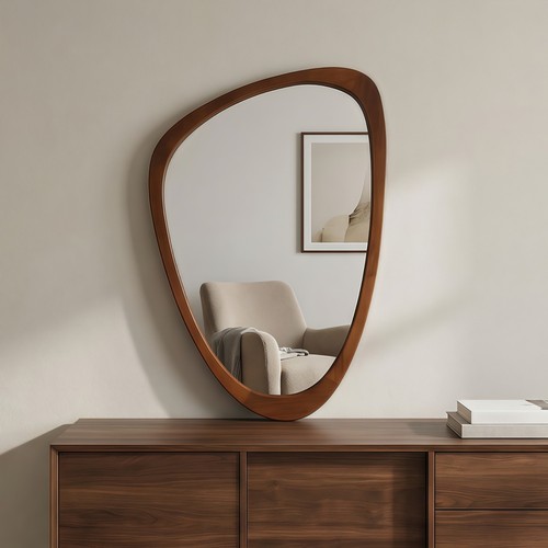 Walnut irregular mirror - walnut,