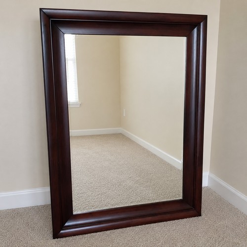 Walnut wood mirror - wood, rectangle