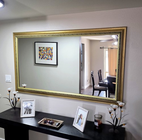 Large gold framed wall mirror - wall,