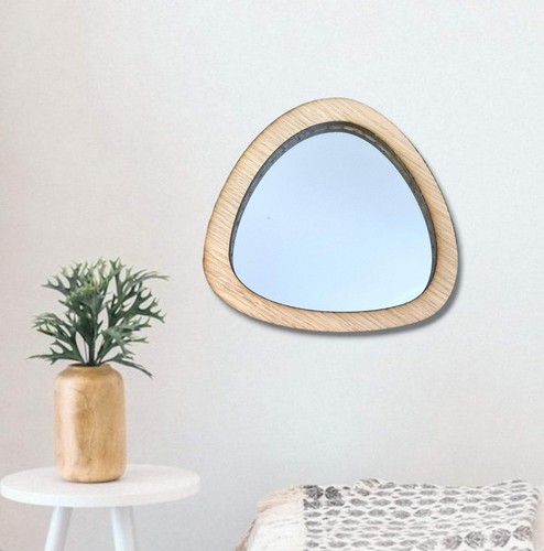 Wood framed pebble mirror - wood,
