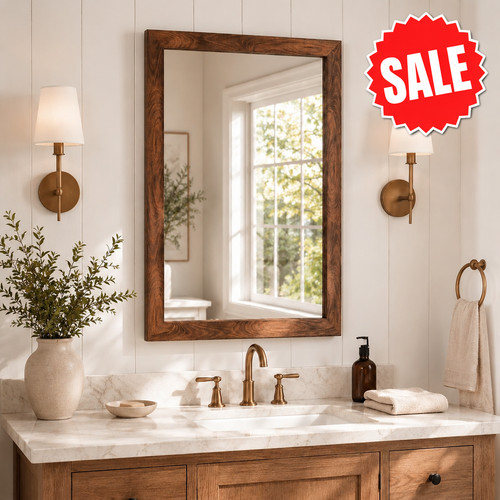 24x36 walnut brown - brown, mirror